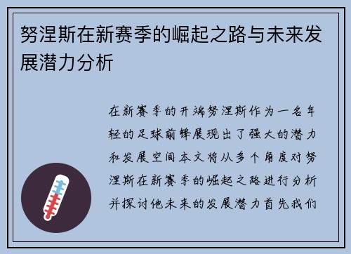 努涅斯在新赛季的崛起之路与未来发展潜力分析